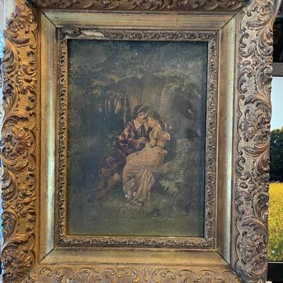 Antique Very Early Dutch School Oil Painting Unknown Artist Frame Size 9.5" x 11.5" w/Center Canvas & Frame Damage as...