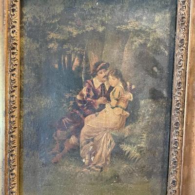 Antique Very Early Dutch School Oil Painting Unknown Artist Frame Size 9.5" x 11.5" w/Center Canvas & Frame Damage as...