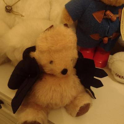 Assortment of Collectible Teddy Bears includes Paddington Bears and Paula's Scottie Stuffed Dog