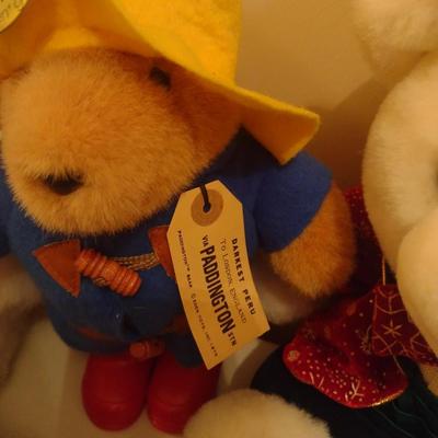 Assortment of Collectible Teddy Bears includes Paddington Bears and Paula's Scottie Stuffed Dog