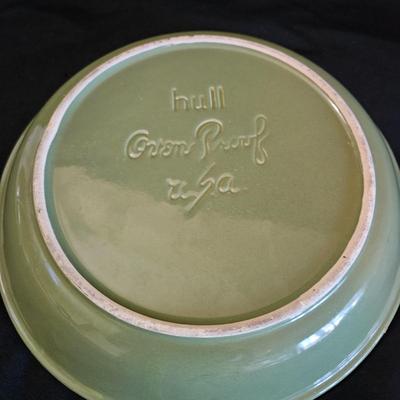 Hull Oven Proof Avocado Green Stoneware Dishes (K-DW)
