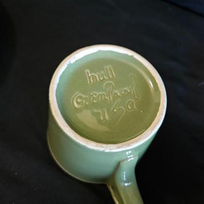 Hull Oven Proof Avocado Green Stoneware Dishes (K-DW)