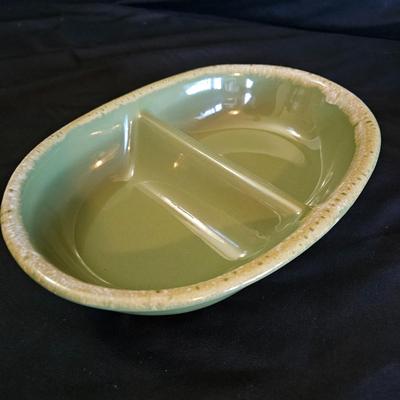 Hull Oven Proof Avocado Green Stoneware Dishes (K-DW)