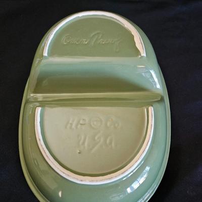 Hull Oven Proof Avocado Green Stoneware Dishes (K-DW)