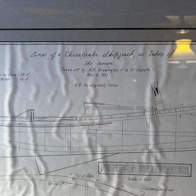 N455 Lines of a Chesapeake Skipjack as Taken off The â€œCannonâ€ Blueprint Framed