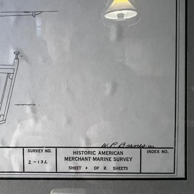 N455 Lines of a Chesapeake Skipjack as Taken off The â€œCannonâ€ Blueprint Framed