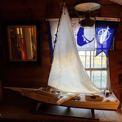 N458 Unfinished - Large Willie L. Bennet Motorized Sailboat Model
