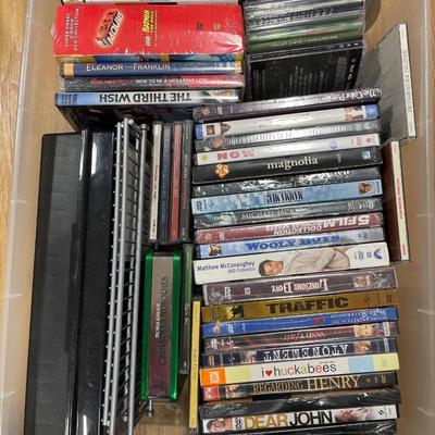 CDs, DVDs, cassette tapes