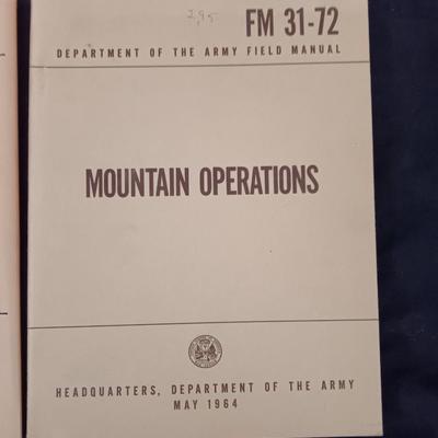 Military issued Army technical Manuals - Combat - Mountain operations - Rifle - Fortified positions - tools lists & more.