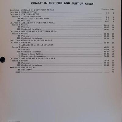 Military issued Army technical Manuals - Combat - Mountain operations - Rifle - Fortified positions - tools lists & more.