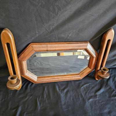 Wooden Wall Mounted Mirror and Candleholders (DR-DW)