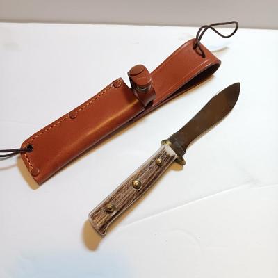NICE! PUMA 6397 Solingen Germany Explorer #30-397 stag handled Knife with leather sheath.