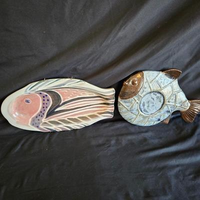 Unique Fish Pottery Pieces, incl. Local Artist Doug Dacey (DR-DW)