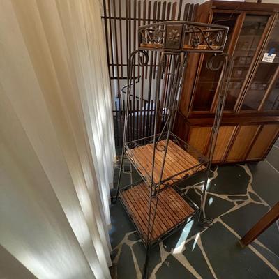 Three Tier Wrought Iron + Teak Open Shelf Etagere (DR-RG)