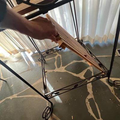 Three Tier Wrought Iron + Teak Open Shelf Etagere (DR-RG)