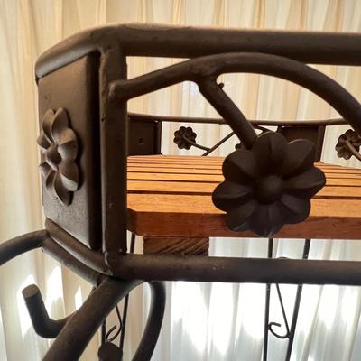 Three Tier Wrought Iron + Teak Open Shelf Etagere (DR-RG)