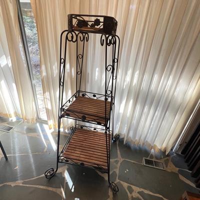Three Tier Wrought Iron + Teak Open Shelf Etagere (DR-RG)