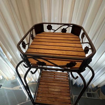 Three Tier Wrought Iron + Teak Open Shelf Etagere (DR-RG)