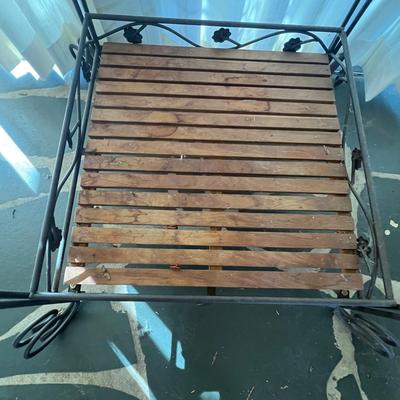 Three Tier Wrought Iron + Teak Open Shelf Etagere (DR-RG)