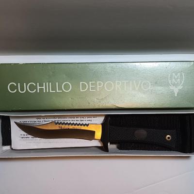 NEW MUELA 55-14 Kraton Handled Fixed Blade Hunting Knife with Nylon Sheath