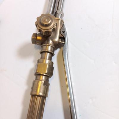 Victor straight cutting / welding torch head with shades and welding gloves.