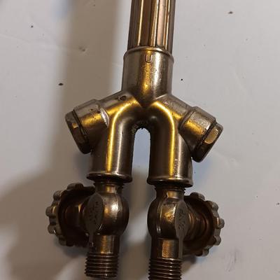 Victor straight cutting / welding torch head with shades and welding gloves.