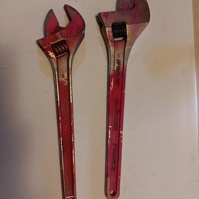 Two large adjustable wrenches - 1 11/16" Cresent and 3/18" Facom