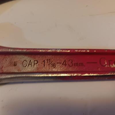 Two large adjustable wrenches - 1 11/16" Cresent and 3/18" Facom