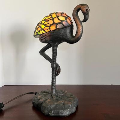 Tiffany Style Stained Glass Flamingo Table Lamp