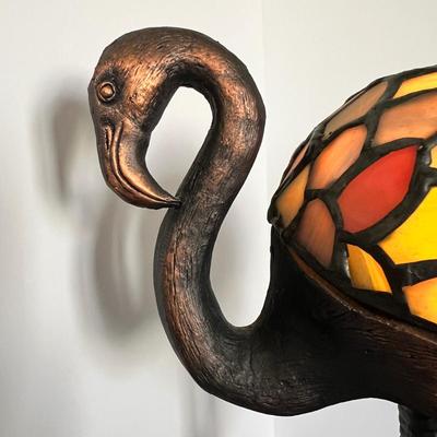 Tiffany Style Stained Glass Flamingo Table Lamp