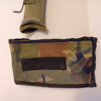 Survival Must haves - folding shovel with storage bag, Canteen with cooler pouch - and a Bushnell monocular
