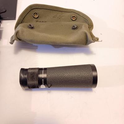 Survival Must haves - folding shovel with storage bag, Canteen with cooler pouch - and a Bushnell monocular