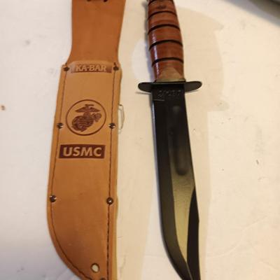 NEW KA-BAR USMC Fighting Knife - New in box with leather sheath
