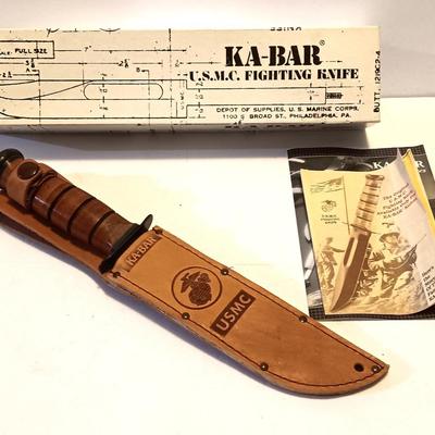 NEW KA-BAR USMC Fighting Knife - New in box with leather sheath