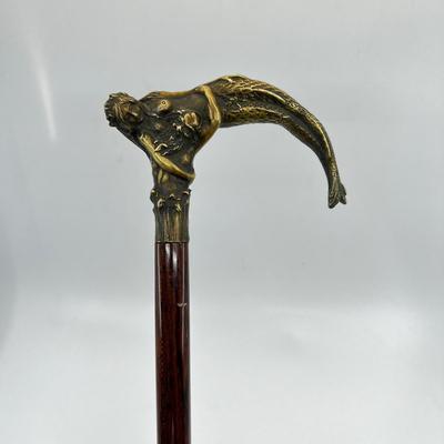 N471 Duval Brasseur Mermaid Handle Brass and Rosewood Cane