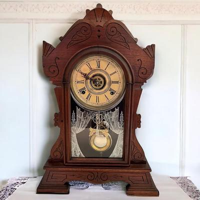 Antique William L. Gilbert Calla Mantle Clock
