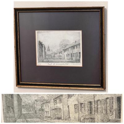 Professionally Framed Etching Annapolis MD by Don Swann 1/300