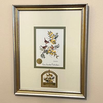 Professionally Framed Signed Print w. Ornament, Seal
