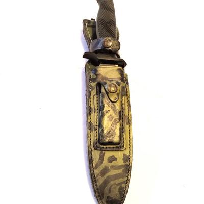 AITOR BOWIE knife with leather camouflage sheath