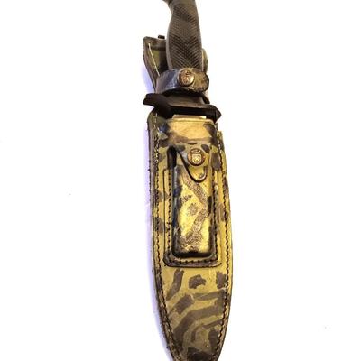 AITOR BOWIE knife with leather camouflage sheath