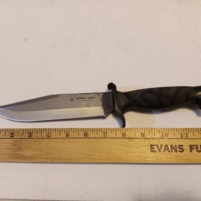 AITOR BOWIE knife with leather camouflage sheath