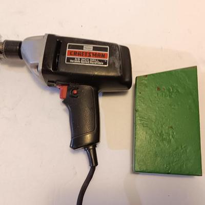 Craftsman electric 3/8-inch variable speed reversible drill with assortment of drill bits