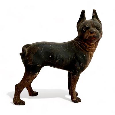 Vintage Cast Iron Boston Terrier Dog Figurine Doorstop