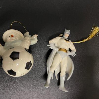 Lenox Batman Porcelain Ornament and Lenox Soccer Ball Ornament
