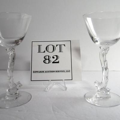 Vintage Heisey Rooster Cocktail Glasses, Set of 2