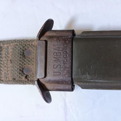Military Issued U.S.A - U.S. Army M8A1 Bayonet, with Scabbard and nylon storage case.