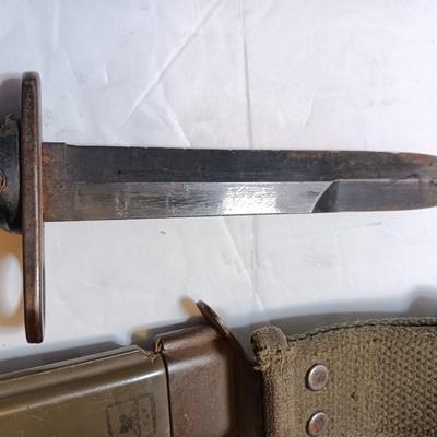 Military Issued U.S.A - U.S. Army M8A1 Bayonet, with Scabbard and nylon storage case.