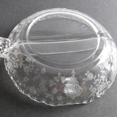 Vintage Cambridge Glass Rosepoint Divided Nappy