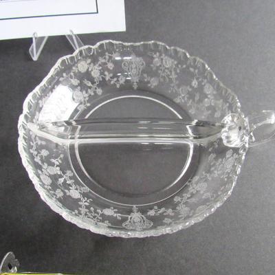 Vintage Cambridge Glass Rosepoint Divided Nappy