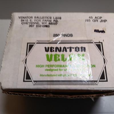 Venator Ballistics Velox High Performance Ammunition 45 ACP 185 GR JHP Ammunition